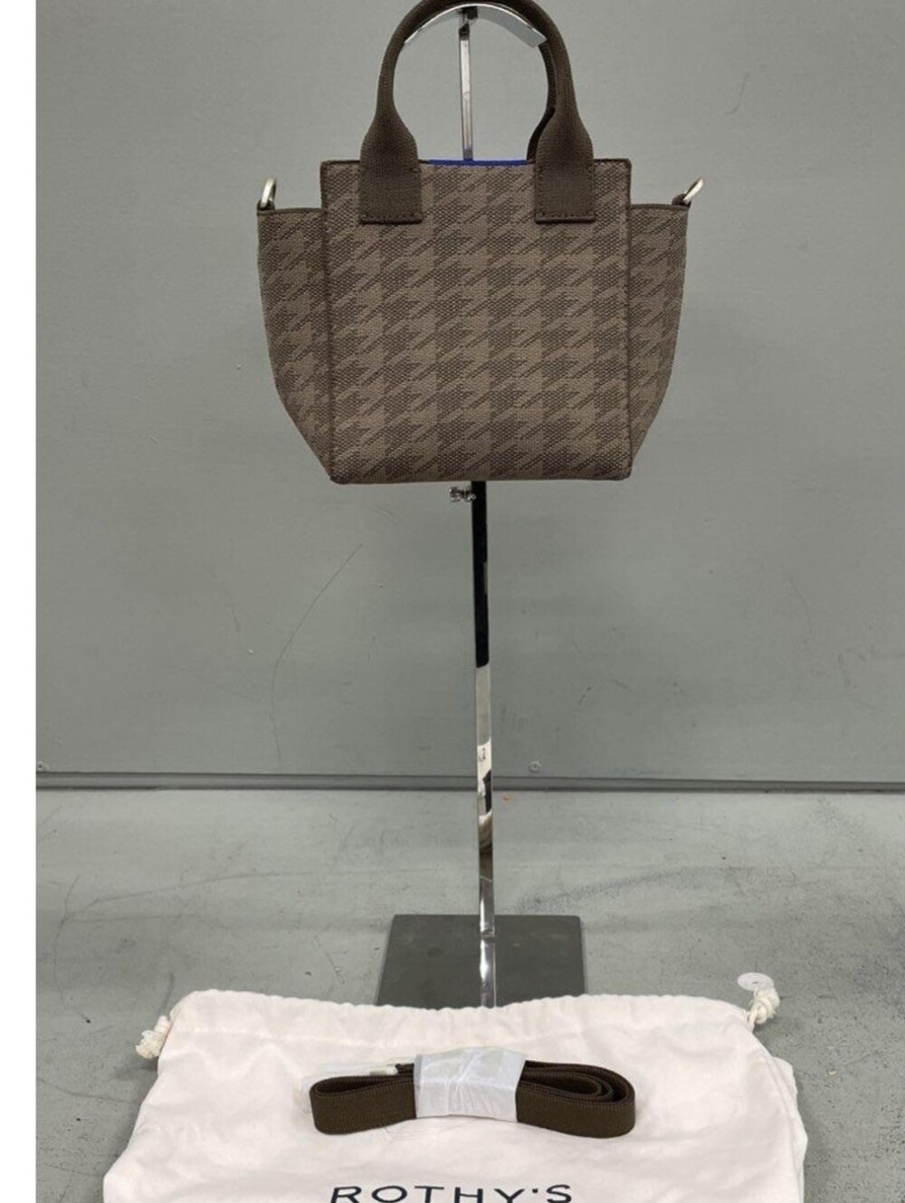 Rothy's Brown Houndstooth Mini Tote & Dust Bag